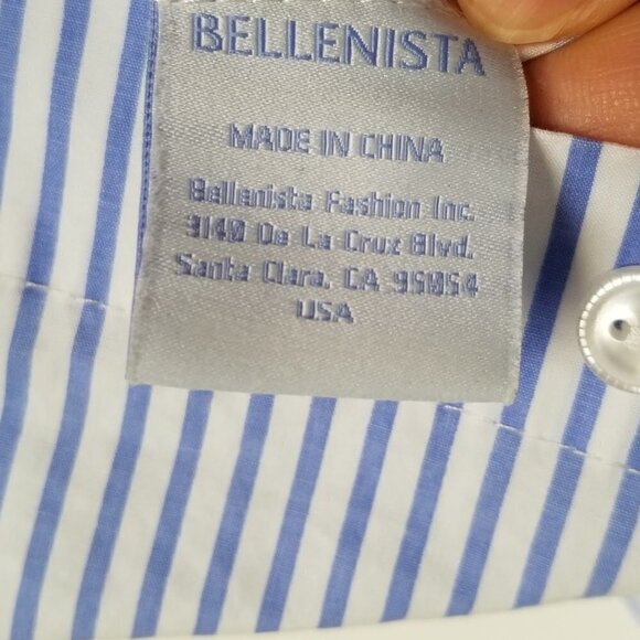 Bellenista Splicing Striped Button Oversized Shirt - Picture 11 of 13